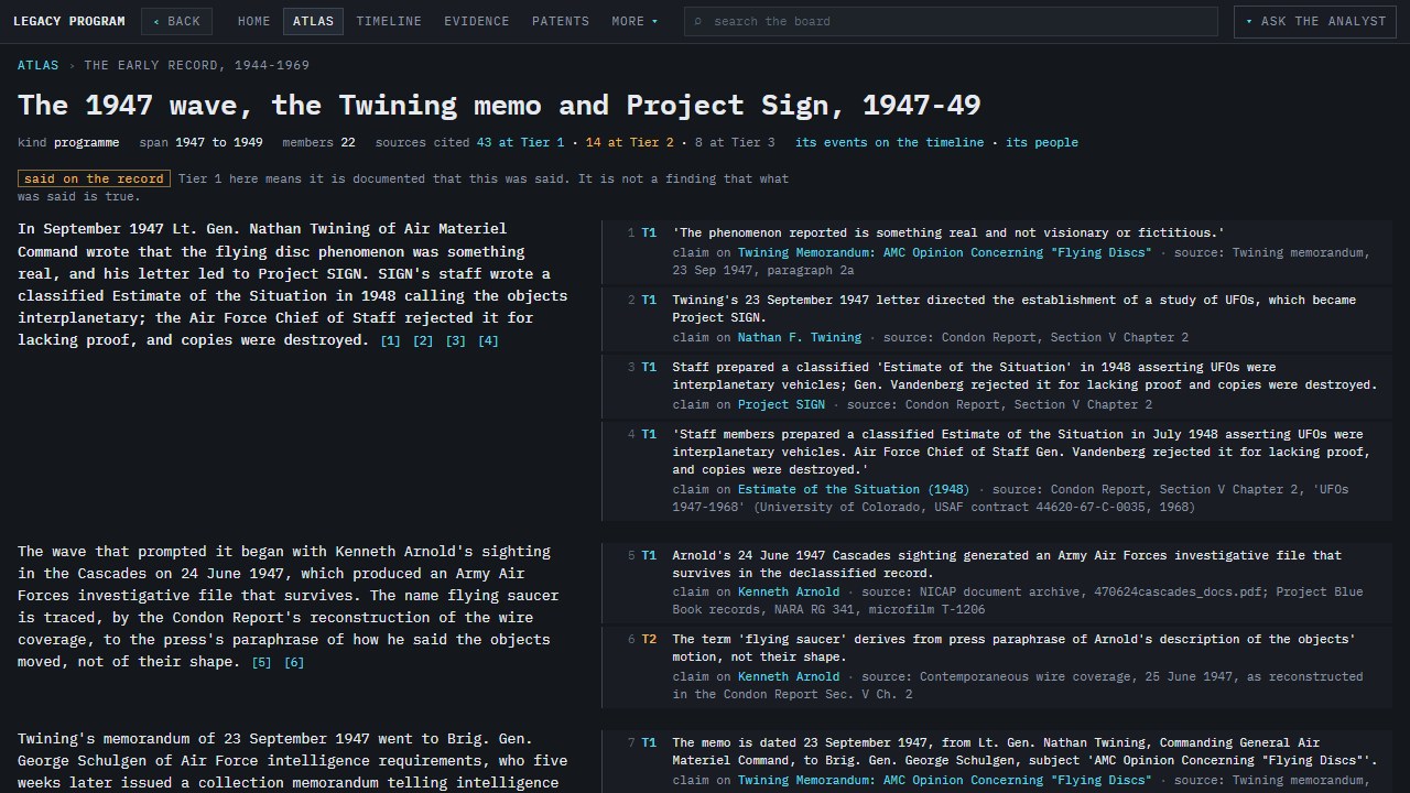 A topic page with numbered references beside graded claims.